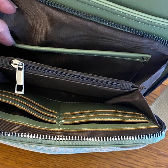 Olive Green Crossbody Bag with Embroidered Strap - Picture 7 of 11